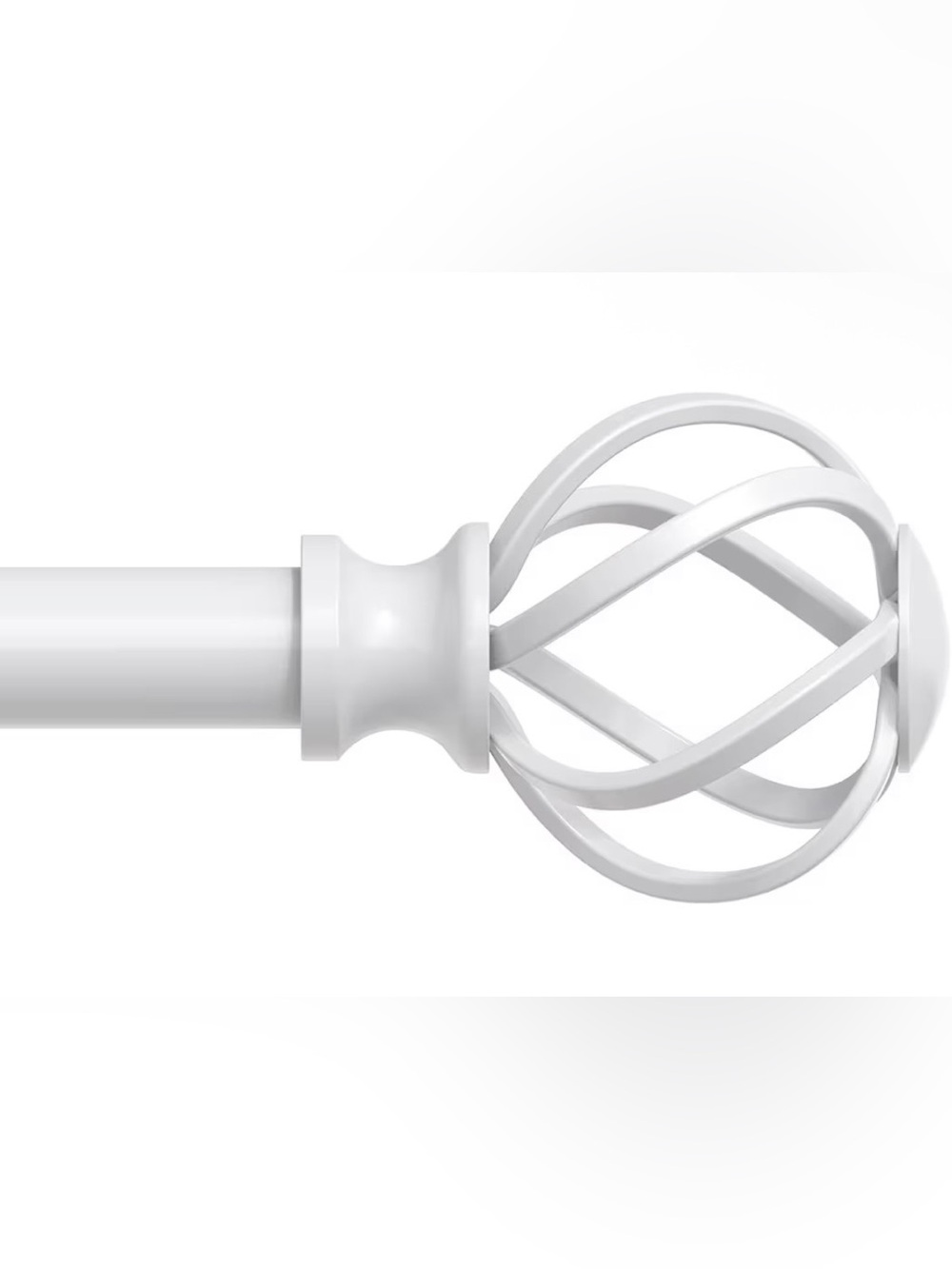 White Curtain Rod 36-88 Inch, Decorative Curtain Rod